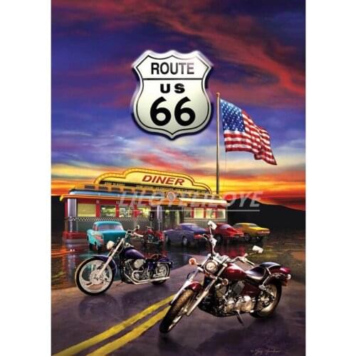 Route 66 Diamond Painting Full Square / Round Pictures of Rhinestones DIY 3D Diamond Mosaic icon Home Decor Sale Crafts FG1368