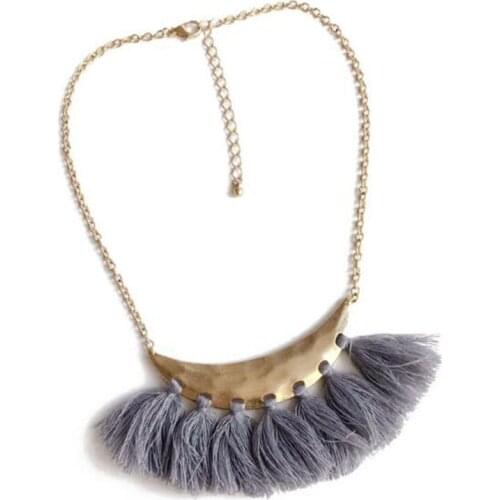 Bohemia Cotton Tassel Pendant Choker Necklace For Women Ethnic Metal Chain Choker Collar Fashion Jewelry Colliers Colar Bijoux