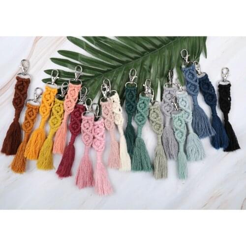 Tassel Keychains for Women Boho key Holder Keyring Macrame Bag Charm Car Hanging Jewelry Gift for Friends