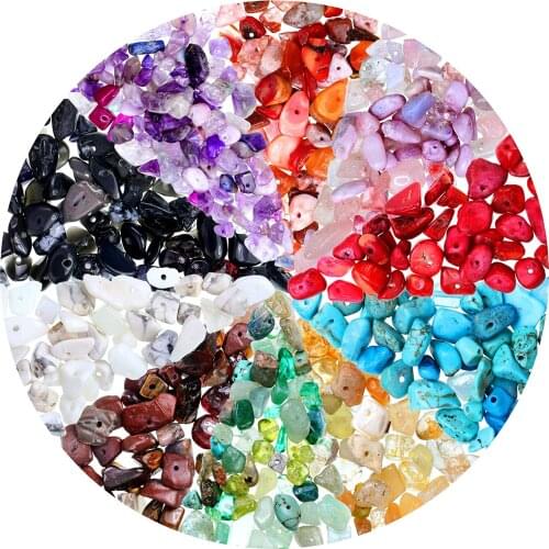 5-8mm Natural Tumbled Stone Chips Beads, Irregular Healing Power Crystal Energy Gemstone Loose Rock for Jewelry Making