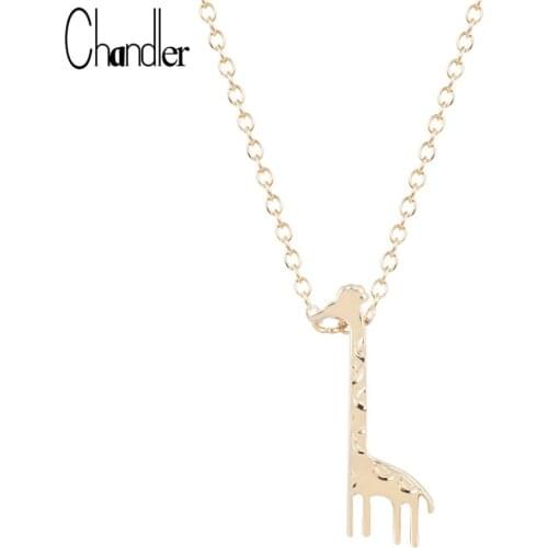 Chandler New Gold Color Giraffe Pendant Necklaces For Women Girafe Animal Charm Body Colar Masculino Korean Homme Bijoux