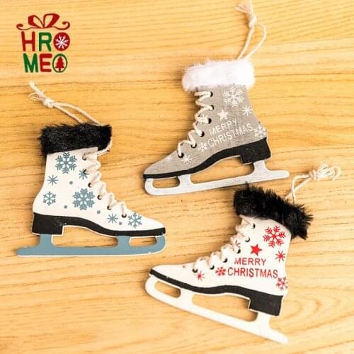 Wooden shoes Christmas ornaments Boots skates tree ornaments decorations