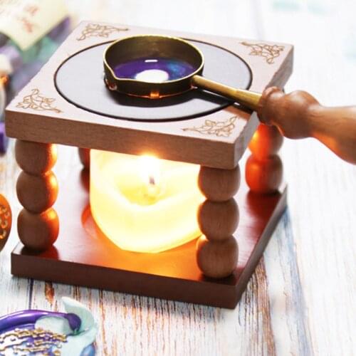 Wooden Wax Seal Stamp Stick Sealing Wax Melting Pot Stove Warmer Melting Glue Furnace Tool Wax Sealing Stamp Craft Xmas Gift