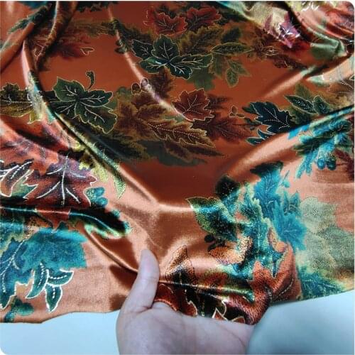 Elastic Bronzing Printing Gold Velvet Cheongsam Dress Garment Fabric