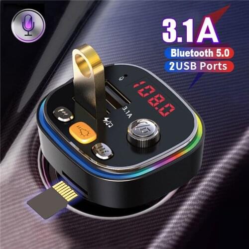 JINSERTA Bluetooth 5.0 FM Transmitter 3.1A Fast Charger Car Mp3 Player Handsfree Modulator TF U Music Player Auto Accessories
