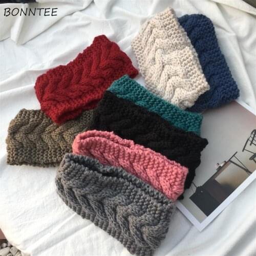 Headwear Women Vintage Pure Soft Simple Korean All-match BF Basic Twisted Headband Elegant Popular Winter Knitting Chic Feminino
