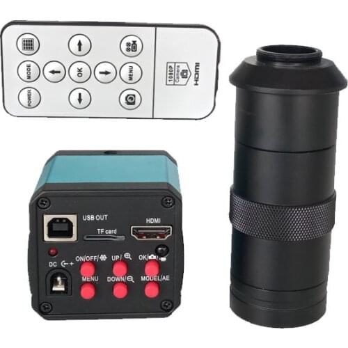 HD 14MP HDMI 720P USB Digital Industry Video Inspection Microscope Camera Set TF Card with IR controller+8-130X C-MOUNT Lens