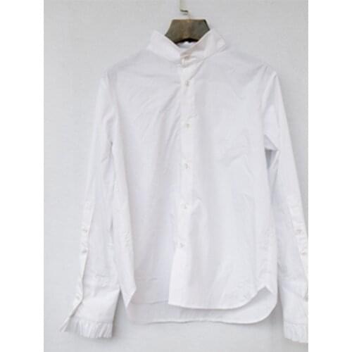 [Customization] Cotton in the spring and autumn Large size shirt 2021 New white mens shirts with standing collars