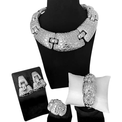 Yulaili 2021 Big Earring Trends Dilver-Plated Jewelry Set The Most Popular Italian Womens Bracelets Necklaces Ring Jewelry Sets