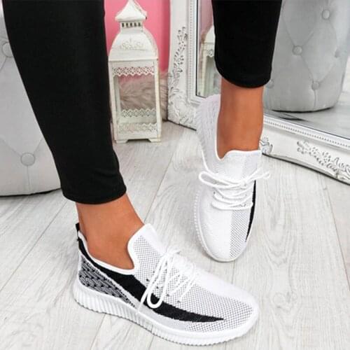 2020 Womens Vulcanized Woman Air Mesh Sneakers Female Lace Up Shoes Women Round Toe Low Heels Ladies Comfortable Casual Footwear