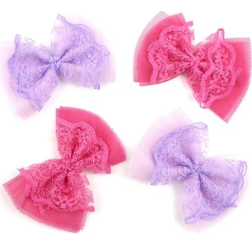 10Pcs Lace Gauze Mesh Bowknots Applique DIY Craft Supplies Kids Hair Accessories Ornament Clothes Embellishments Decor Materials