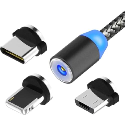 Round Magnetic Micro USB Cable plug Fast Charging Data Wire Cord Magnet Charger plug USB Type C 3A Mobile Phone Cable plug