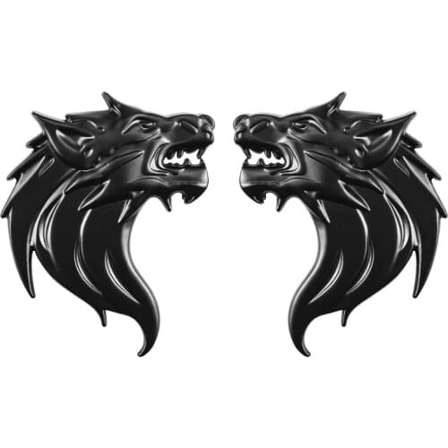 1Pc 3D Metal Wolf Head Beast Stickers Emblem Badge Decals For Peugeot Ford Nissan Mini Renault Dacia Dodge Kia Seat Jeep Styling