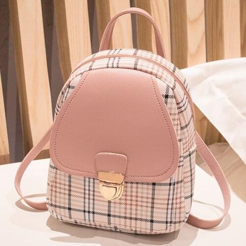 Mini Backpack Crossbody Bag For Teenage Girl Plaid Women Shoulder Phone Purse Korean Style New Trendy Female 2021