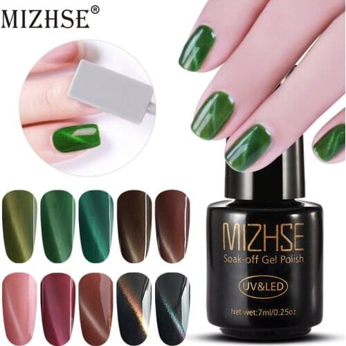 MIZHSE 3D Cat Eye Nail Polish Magnetic Aurora Series 7ml Varnish Magnet Nail Art Soak Off UV Gel Lacquers Jade Effect Varnish