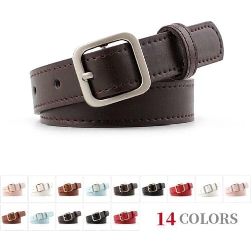 Fashion High Quality Black Pu Leather Belts For Women Gold Silver Color Metal Pin Buckle Waist Belt Casual Dress Jeans Wasitband