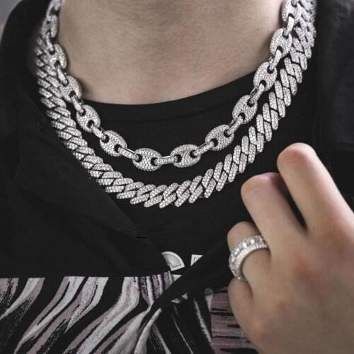 12MM beaded link chain hip hop bling men necklace micro pave 5A cz Gold silver color Rock hiphop jewelry