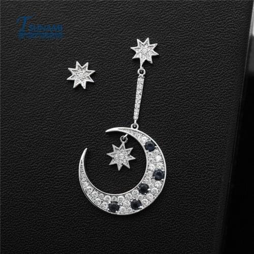 The new fashion stars the moon asymmetric AAA cubic zirconia zircon earringsWomen like jewelry earring,ER-056