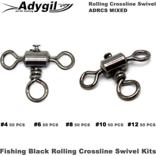 Adygil Black Fishing Rolling Crossline Swivel Kits ADRCS MIXED #4 #6 #8 #10 #12 250pcs/lot