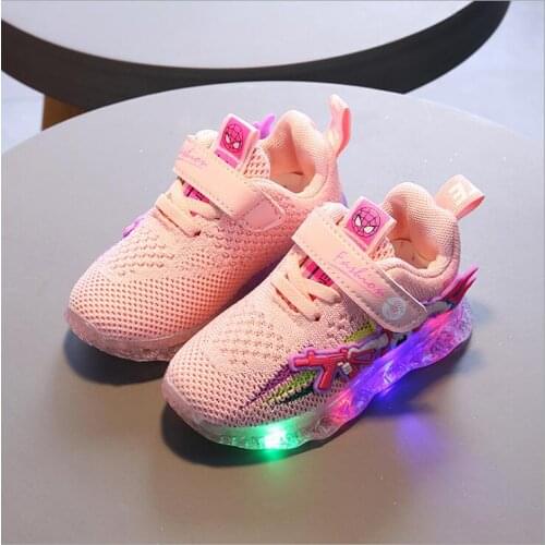 New Children Sneakers Kids Shoes With Light Casual Breathable Non-slip Sport Tenis Infantil LED Spiderman Baby Boys Sneakers