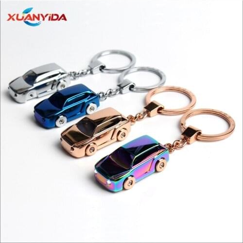 New Style Metal light Key Chain Women Men Shaped Car model Car Key Ring Fashion Key Holder Keychain Best Jewelry gift with box