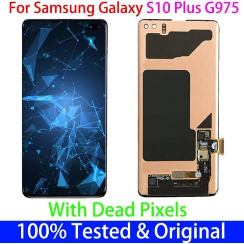 Original 6.4" S10Plus With a point LCD For SAMSUNG Galaxy S10+Plus SM-G9750 G975F Display and Touch Screen Digitizer Assembly