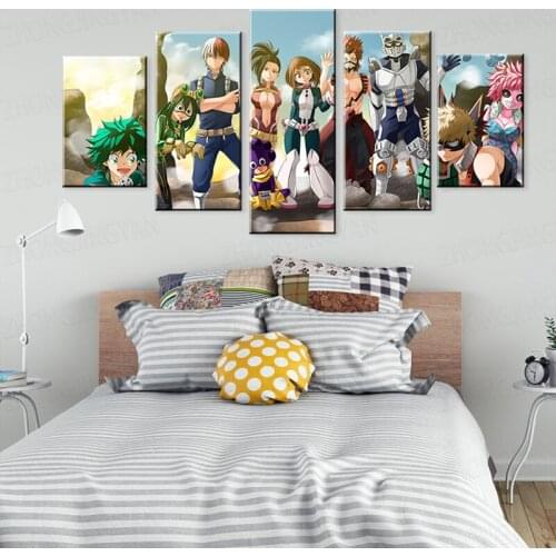 My Hero Academia Anime Posters 5 Panels Modular Custom Made Picture On The Wall Canvas Painting Art Home Decor Cuadros