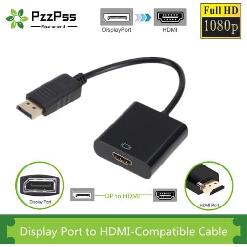 PzzPss 1080P DP to HDMI Cable Adapter Male To Female For HP/DELL Laptop PC Display Port to 1080P HDMI Cable Adapter Converter