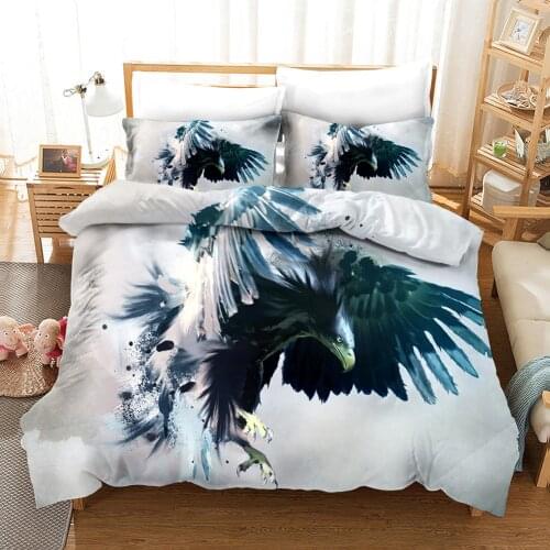 Animal Bedding Set Luxury Eagle Lion Tiger Duvet Covers Pillowcases Comforter Bedding Sets Cool Sci-Fi Bed Linen King Queen