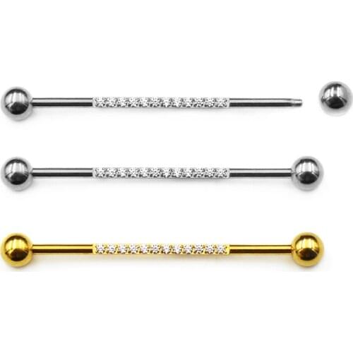16/14G Industrial Barbell Piercing Stainless Steel 34-38mm Straight Bar Cartilage Earring Ear Piercing Barbells Body Jewelry
