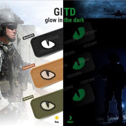 Luminous Cat Eyes Hook Fasteners Tactical Glow Applique Patch DIY Hat Uniform Backpack Dark Badge Paste Hook Armband 1pcs