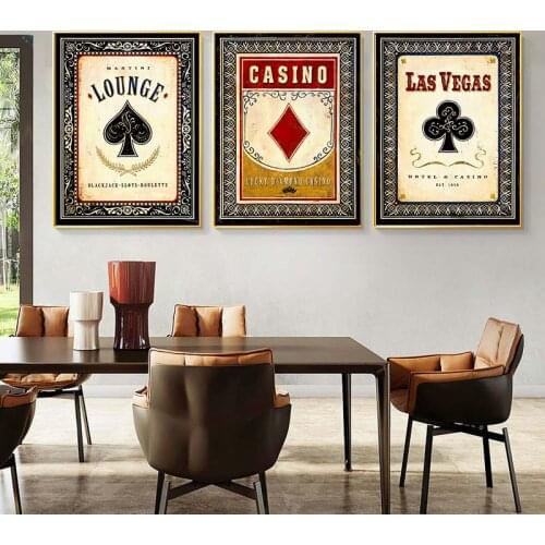 Vintage Playing Cards Canvas Prints Retro Posters And Painting Wall Art Pictures for Living Room Indoor Decorations Home Decor