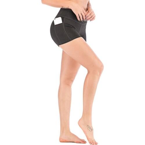 High Waist High Elastic With Side Phone Pockets Yoga Shorts Close Fit Push Up Fitness Exercise Sports Hot Shorts Quick Dry Short