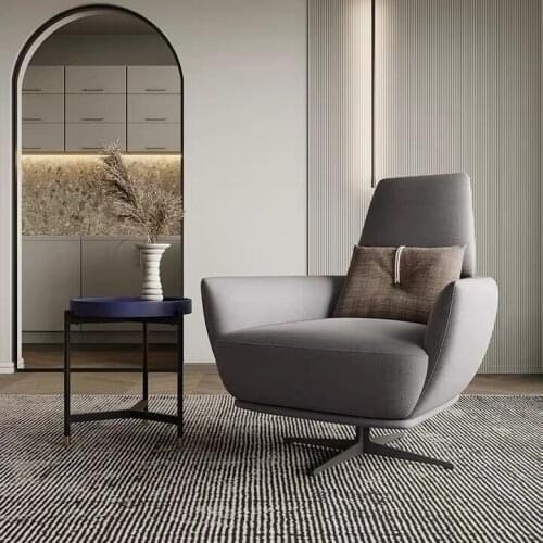 ChinaFurniture processing and production factory modern light luxury fabric single sofa with stainless steel foot