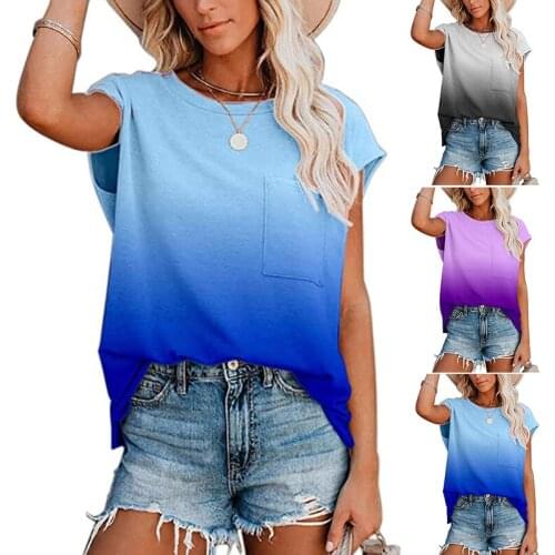 Summer T Shirt Women 2021 New Product Clothing Fashion Gradient off-the-shoulder T-shirt 2021 Harajuku Tshirt OKBS120