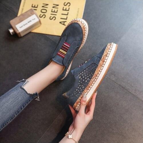 Women Slip On Hand-Stitched Hollow Out Band Striped Breathable Light Elastic 2021 Suitable For Wide Leg Casual Flat Sneaker