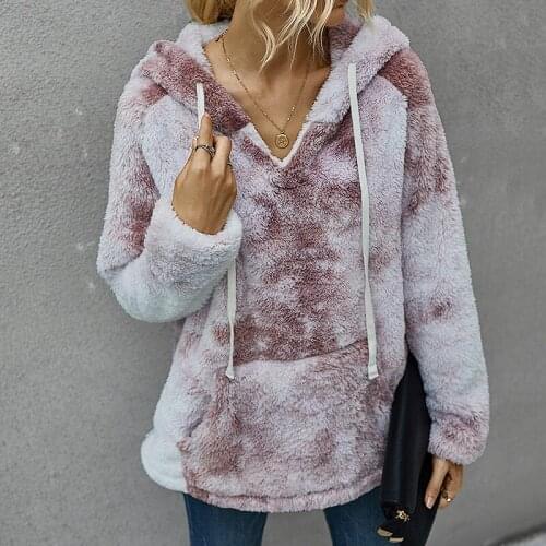 Fashion Tie-Dye Thickened Hoodies 2020 Autumn Winter New Women Hooded Sweatshirt Oversize Warm Casual Loose Plush Pullover