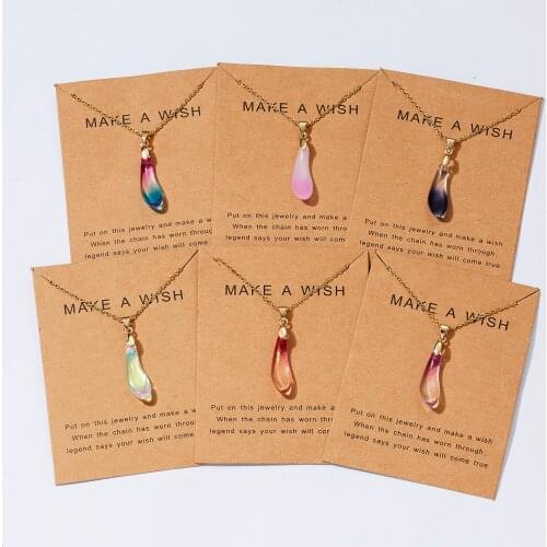 Female Multicolor Opal Teardrop Pendant Necklace For Women Choker Unique Water Drop Shaped Statement Party Jewelry Gifts 2021