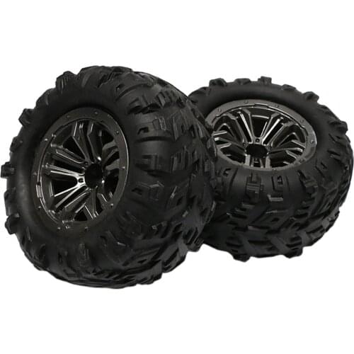 1 Pair Rubber Tyres with Wheel Rim Hubs for Wltoys 12428 12423 1:12 RC Monster Truck Spare Parts Accessories