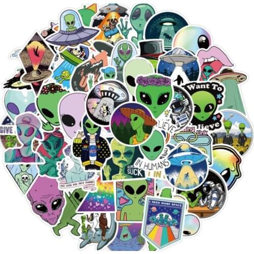 10/30/50Pcs Alien E.T UFO Graffiti Waterproof Skateboard Travel Suitcase Phone Laptop Luggage Stickers DIY Kids Girl Toys