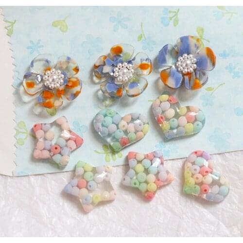 10pcs ins Japanese translucent New Womens Earrings pearl flower star love patch Earrings Fashion jewelry accessories materials