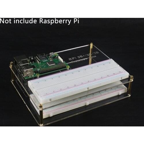 2 Layers Raspberry Pi 3 Mounting Plate Acrylic Prototype Experiment Plate+MB-102 Breadboard+Jumper Cable for Raspberry Pi 3B+/2