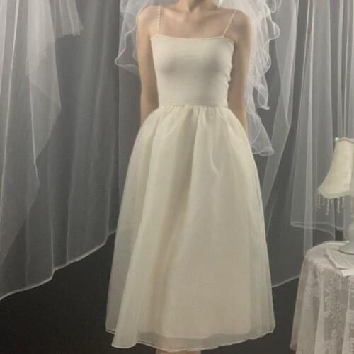 2021Women New vintage Party Spaghetti Women Long Style Elegant Dress All Match Ball Gown Basic Mesh Patchwork Dresses