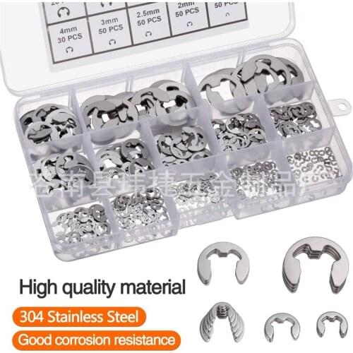 400PCS stainless steel E-type open circlip snap ring open retainer ring fasteners for machinery industry