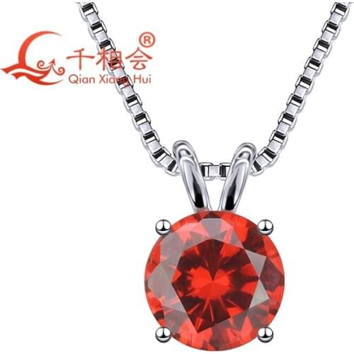 7mm round shape pendant with 925 silver 12 birthstones birthday stone 7mm cz stone for necklace
