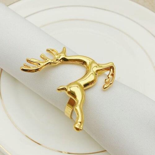 8Pcs Christmas Napkin Rings Party Holiday Wedding Napkin Holder Decoration Adornment Deer Napkin Ring Ornament for Table