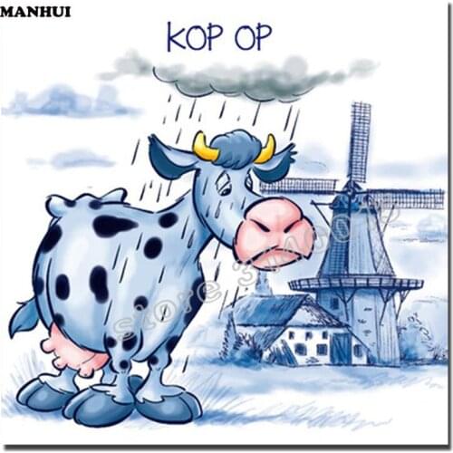 Diy Diamond painting Cartoon cow painting square Diamond mosaic pasted full cross stitch Crafts Needlework ABC403