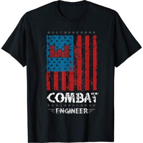 Combat Engineer - American Flag Distressed - U.S. Military T-Shirt