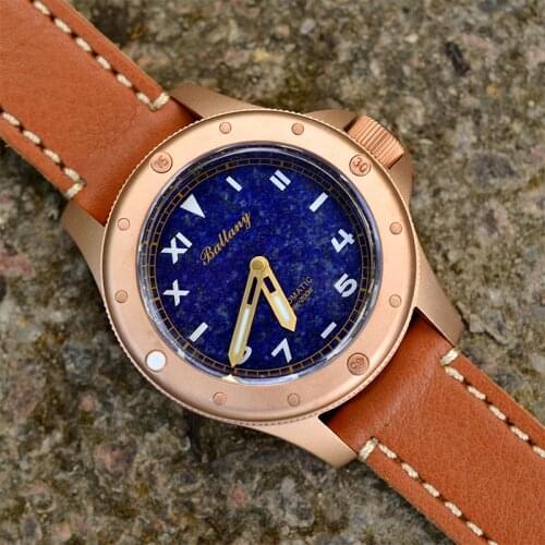 Mechanical Men Watch 2021 Luxury Bronze Bezel Natural Gem Dial Egyptian Retro Luminous 200M Waterproof Automatic Watch For Men