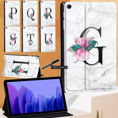 Tablet Stand Cover Case for Samsung Galaxy Tab A7 2020 10.4 Inch Case SM-T500 Marble Pattern for Galaxy Tab A7 SM-T505 + Pen